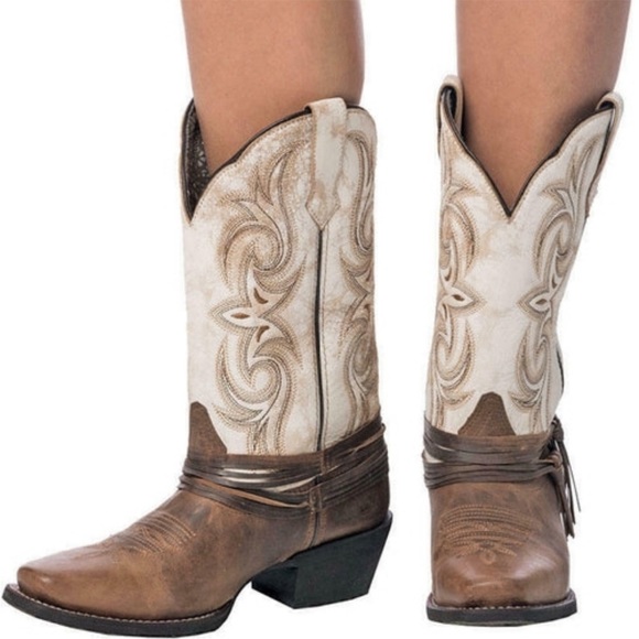 Laredo Myra White Brown Leather Boots. Size 6.5 - Picture 6 of 10